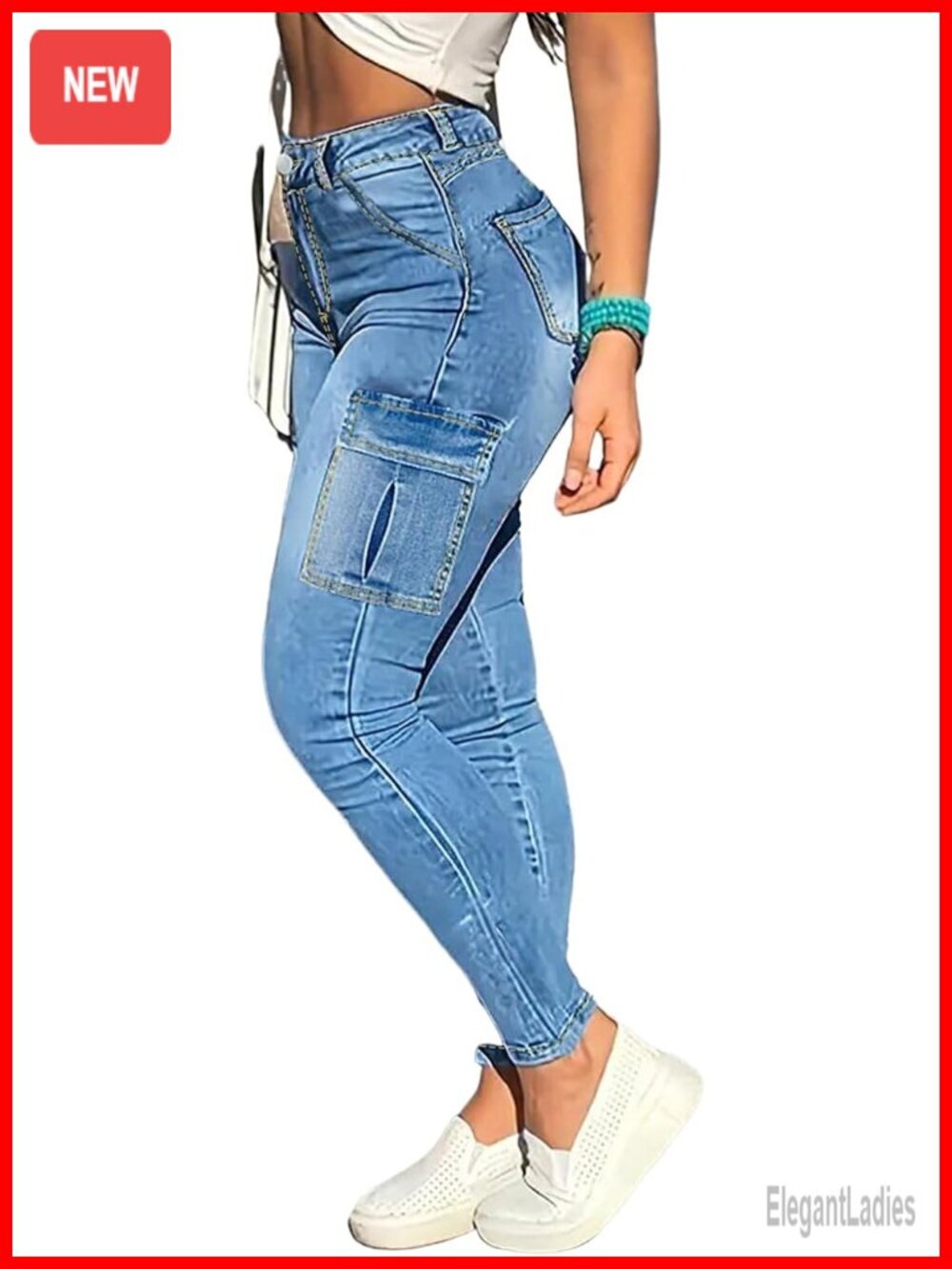 Skinny Cargo Pants High Waisted Stretch Jeans 6 Pockets